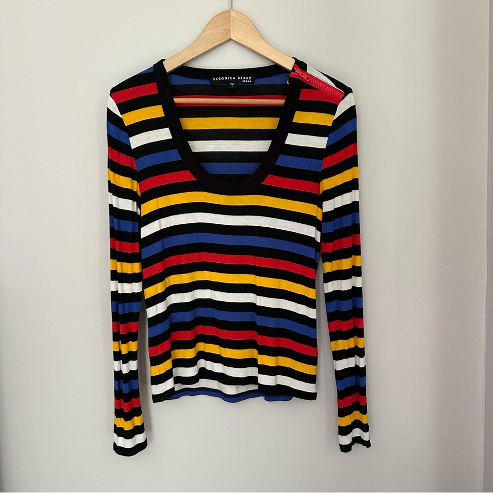 Veronica Beard Multicolor Striped Long Sleeve Top